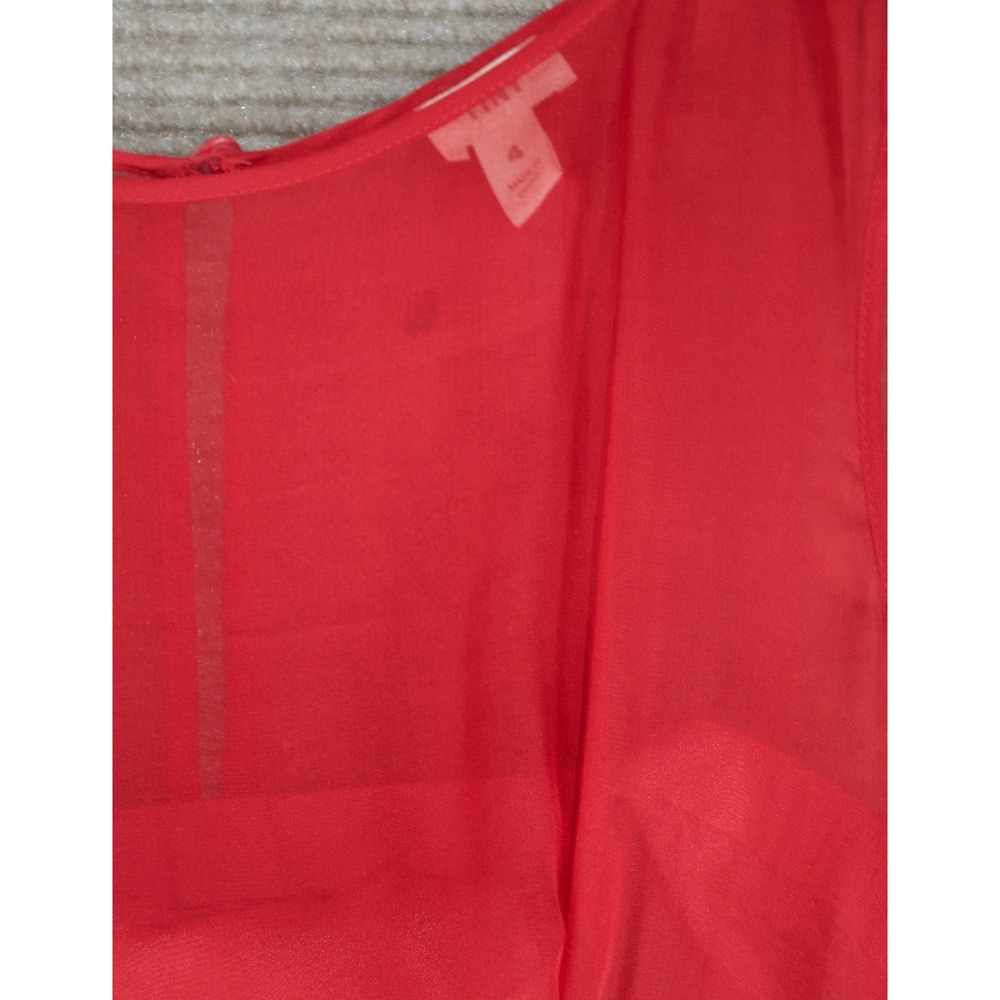 Anthropologie Tiny Caridad Ruffled Dress Red Rosette Mesh Silk Flaw Size 4 - Picture 11 of 11